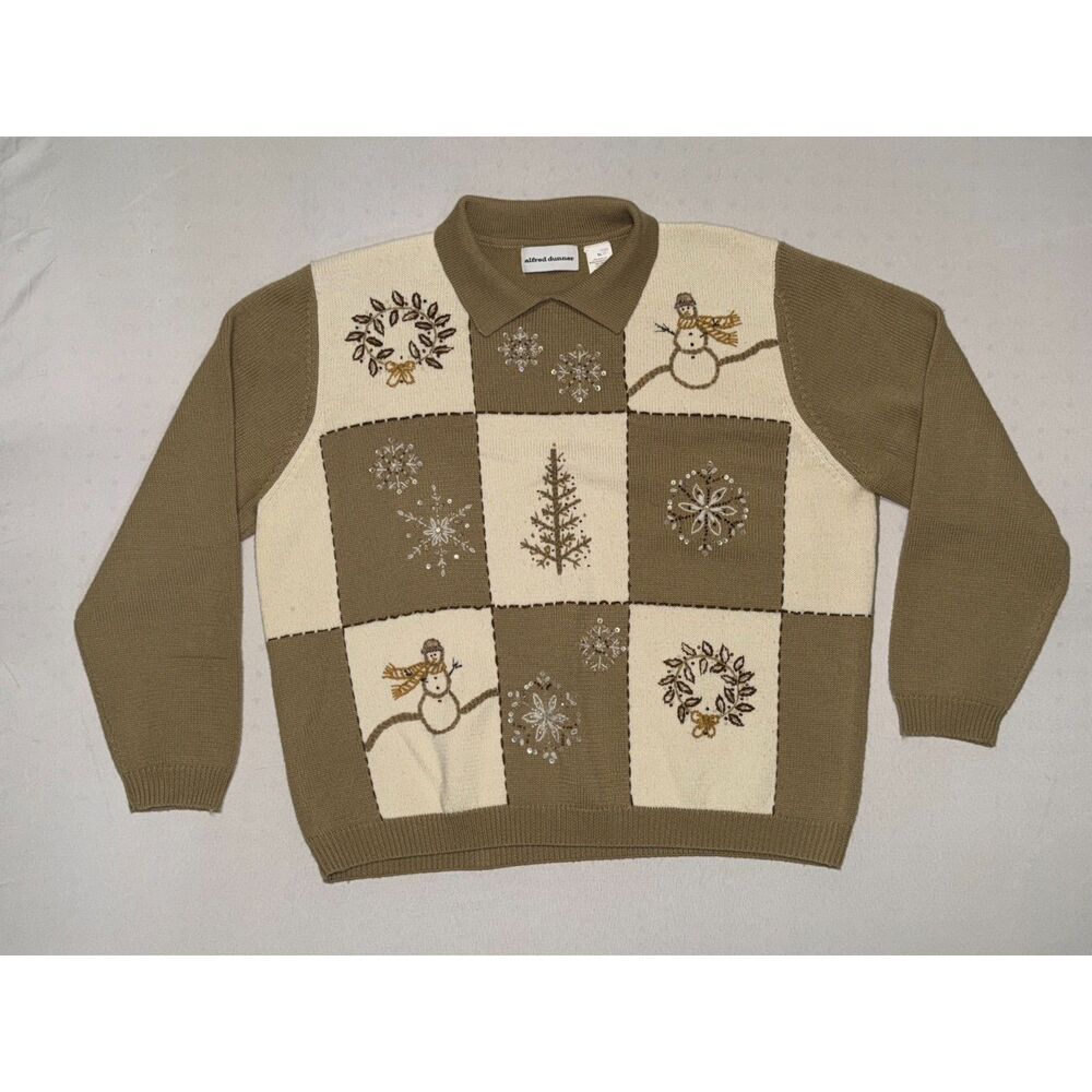 Alfred Dunner Christmas Sweater | Embroidery & Beads | Size XL